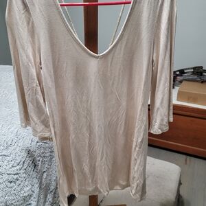 BKE Cream V-Neck Women's Blouse